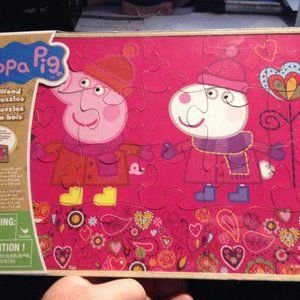 NEW PEPPA PIG 7 WOOD PUZZLES INCLUDES TRAY TO HOLD THE PUZZLES